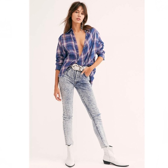 Free People Stella Skinny-Acid Wash Jeans - Picture 1 of 7